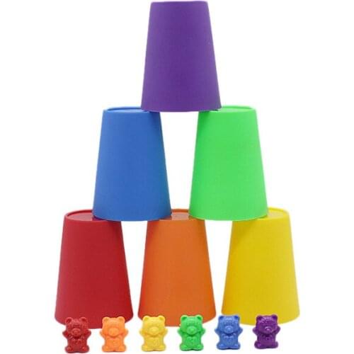 Rainbow Six-color Weight Bear Counting Mathematics Enlightenment Teaching Aid Child Puzzle Toys Belt Storage Box
