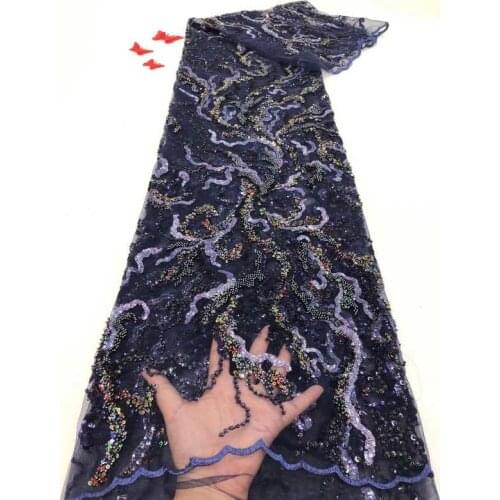 Luxury High Quality African Lace Fabric New Design French Net Embroidery Sequins/Bead Tube Tulle Lace Fabric For Nigerian Party