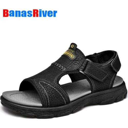 2021 New Summer Men Sandals Slides Outdoor Casual Shoes Flats Pu Leather Soft Casual Woman Fashion Adult Thick-soled Beach Shoes