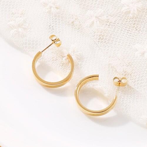 Round Earrings For Women Gold Simple Geometric Earringss Wedding Party Stainless Steel Fashion Jewelry