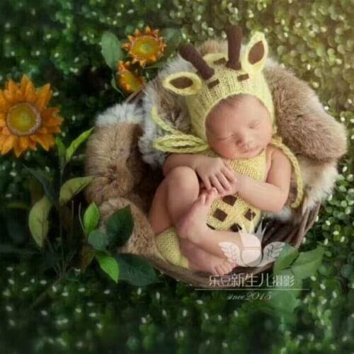 Cute Newborn Reindeer Hat and Romper Set Vintage Newborn Christmas Reindeer Knitted Baby Animal Outfit Photography Prop Overalls