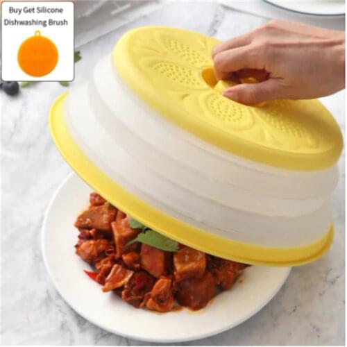 Foldable Microwave Food Cover Drainage Basket Fresh-Keeping Reusable Splash-Proof Preservation Lid Kitchen Accessories 2021