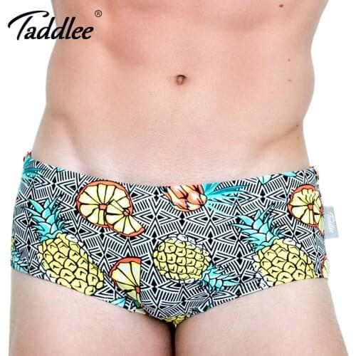 Taddlee Brand Men Swimwear Swimsuits Swim Boxer Briefs 2017 New Design Beach Board Trunks Sexy Mens Swim Bikini Gay 3D Printed