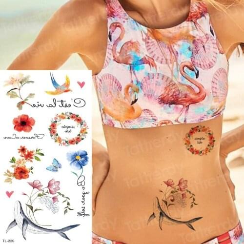 Tatoo temporary stickers tattoo and body art watercolor tattoo sea dolphin summer tattoos waterproof flowers tatoo kids girls