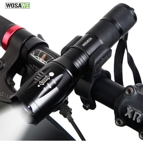 WOSAWE New Bicycle Light 1000 Lumens 5 Mode T6 LED Bike Light Front Torch Waterproof + Torch Holder Support 18650 Battery