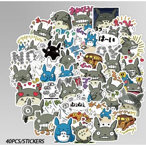 40pcs Japanese Anime Kawaii Totoro Stickers Cartoon Skateboard Fridge Guitar Laptop Motorcycle Travel Luggage Waterproof Sticker