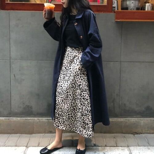 IMucci 2020 New Fashion Autumn Leopard Print Elastic Band Straight Skirt Women Loose High Waist Tide Faldas Mujer Moda TM1386