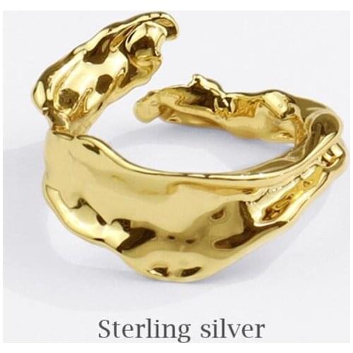 Sole Memory Hip Hop Fashion Irregular Geometric Cool 925 Sterling Silver Female Resizable Opening Rings SRI800