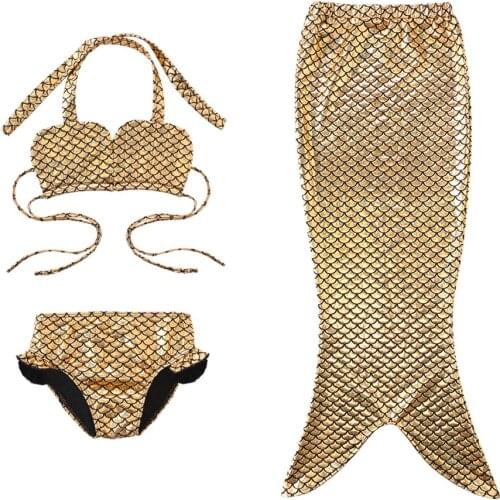 3-12Y Girls Mermaid Tail Princess Dress Bikini Set Split Fancy Shiny Mermaid Swimwear Girls Kid Swimmable Bathing Suit Beachwear