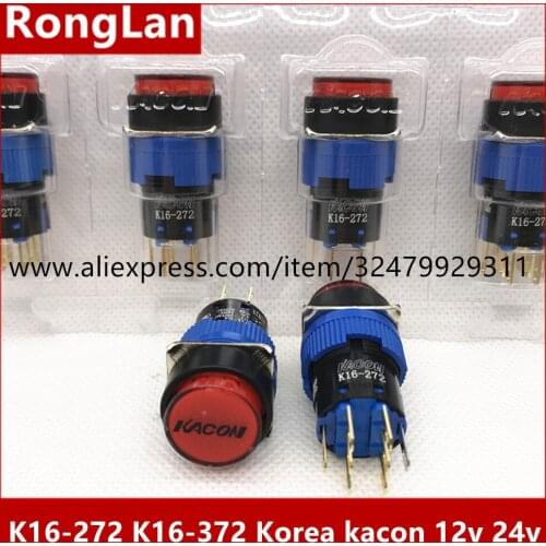[ZOB] K16-272 Korea kacon Kaikun K16-272R24 16mm round illuminated pushbutton switch K16-372G24 --10pcs/lot