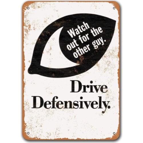 1969 Watch Out for The Other Guy Vintage Tin Signs Cars, Sisoso Metal Plaques Poster Garage Man Cave Retro Wall Decor 12x16 inch