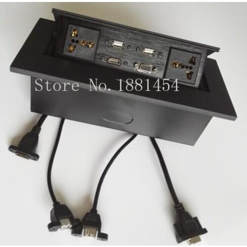 2*Universal + 2* data USB +1* VGA+1*HDMI,with line,Thick edge right angle ,silver/black socket for Meeting room