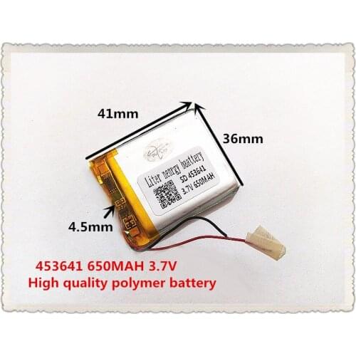 3.7V,650mAH,[453641] PLIB; polymer lithium ion / Li-ion battery for dvr,GPS,mp3,mp4,cell phone,speaker