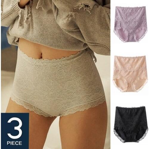 3Pcs/lot XL-4XL Fashion Women Plus Size Sexy Soft Panties Girls Lace Design Slim Breathable Shaping Underwear Summer Cool Brief