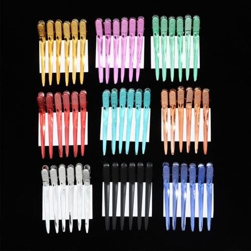 6/5Pcs High Quality Stainless Steel Metal Duck Mouth Hair Clips Professional Hairdressing Salon Clamps Hair Beauty Styling Tools