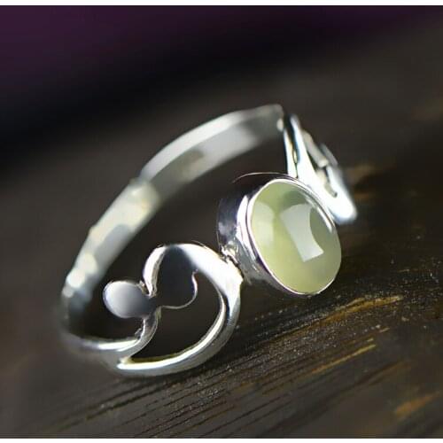 925 Handmade inlaid natural grapevine original personalized simplified ring womens Thai silver hand jewelry