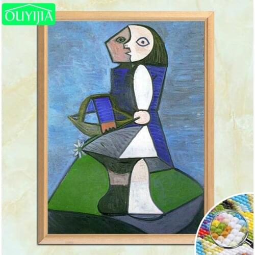 Pablo Picasso "Children and flowers" 5D DIY Diamond Painting Full Square Diamond Embroidery Picture Of Rhinestones Mosaic Decor