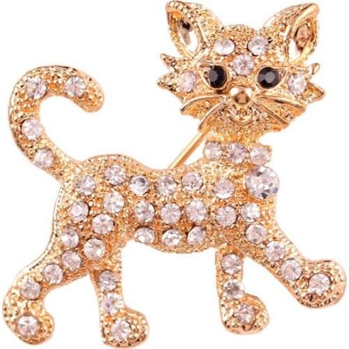 Cute Animal Tiger Shape Vintage Brooches Jewelry Shining Rhinestone Brooches For Women Valentines Day Present 1PC