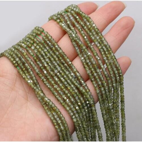 Natural Zircon Beads Round Faceted Abacus Bead Green Samll Loose Beaded For Jewelry Making DIY Bracelet Necklace Accessories