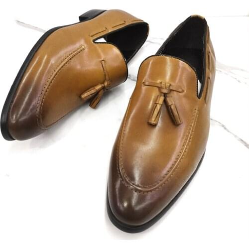 Cenne Des Graoom Genuine Leather Mens Loafers Shoes Hand Painted Casual Wedding Formal Party Dress For Men DG-1936-41