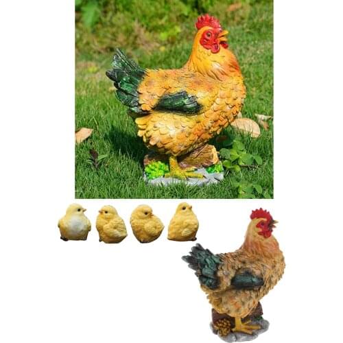 Decortaive Garden Ornaments Resin Chick and Hen Figurine Figures for Outdoor Decor