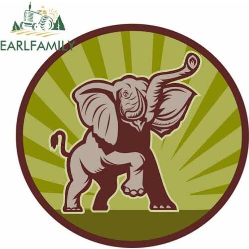 EARLFAMILY 13cm x 12.7cm for African Elephant Creative Car Sticker Waterproof Graffiti Stickers Scratch-proof Decoration Decal