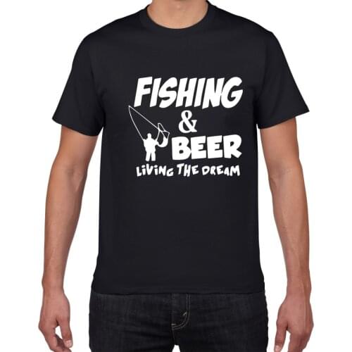Fashion Mens Funny T-Shirt Fishing Beer Living The Dream Fisherman Short Sleeve Tshirt Gift Tees Graphic T Shirts Harajuku Tops