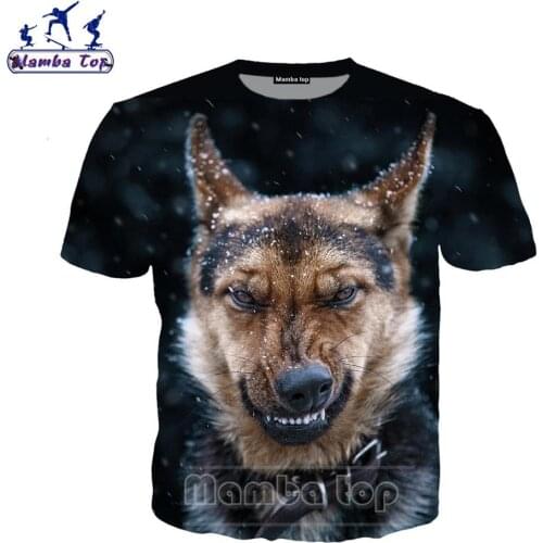 German Shepherd Dog T Shirt 3D Fierce Animal Women Tshirt Police Dog O Neck Mens T-shirts Short Sleeve Funny Unisex Tees E019