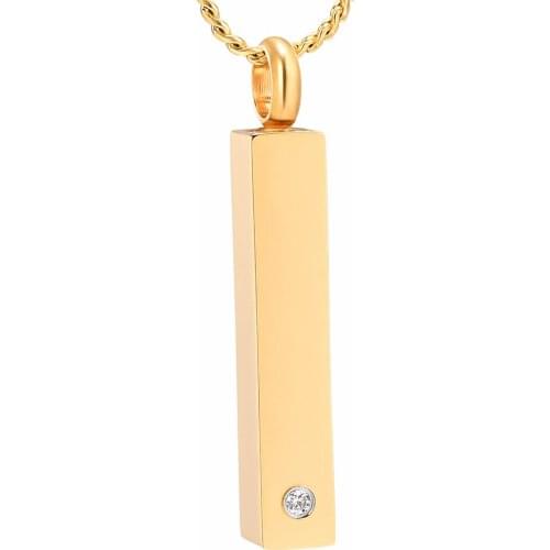 J888 Inlay Crystal Cremation Jewelry for Ashes Bar Keepsake Pendant Memorial Urn Necklace for Pet Human