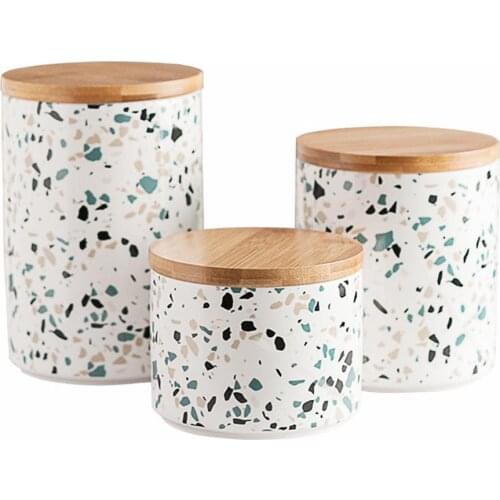 Nordic Ceramic Sealed Food Jar Dry Fruits Storage Can Kitchen Spice Tin Tea Coffee Bean Candy Jar Preserve Canister Home Decors