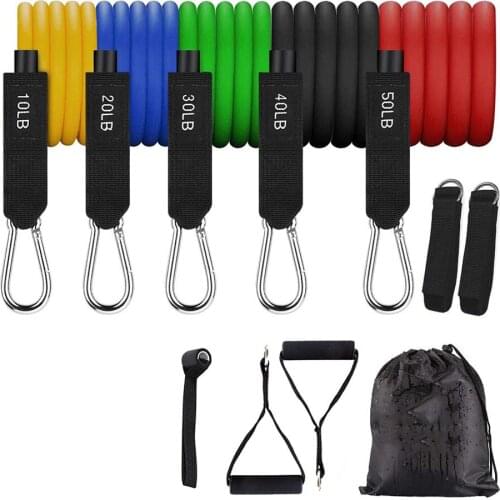 11pcs Exercise Resistance Bands Set Expander Yaga Pull Rope Gym Training Fitness Band Home Workout With Door Anchor Ankle Strap