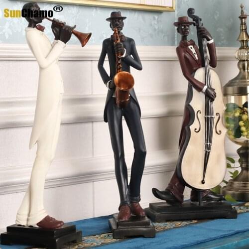 Musician Music Music Band Saxophone Guitar Singer Figurine Art Sculpture Statue Resin Art&Craft Home Decoration