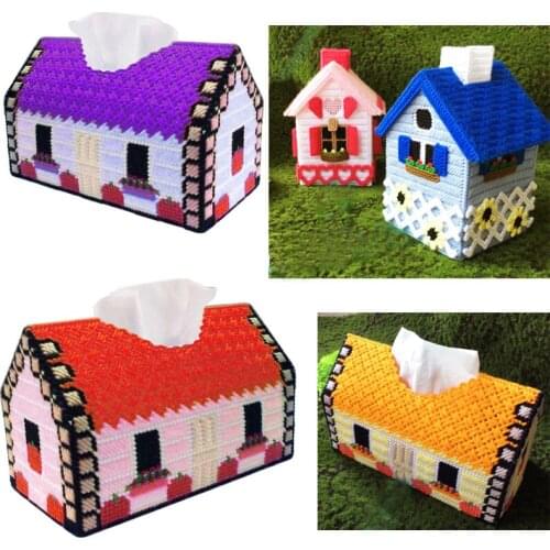3d diy cross stitch kits wool fiber house shape take paper box pumping paper box NO.1
