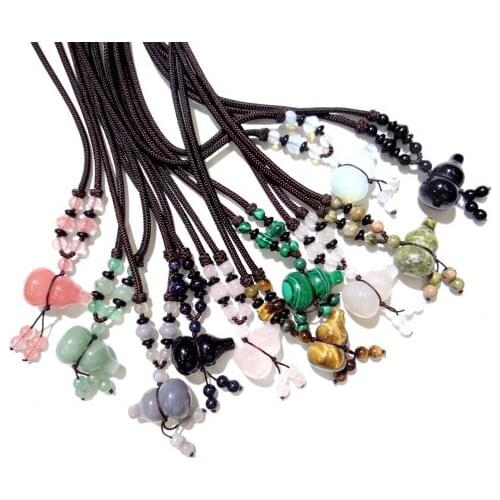 Wholesale Natural stone Turquoises aventurine Quartz Crystal tiger eye Opal gourd charms Pendant for diy Jewelry making necklace