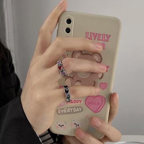 Wholesale Jewelry New Colorful Ring for Women Glossy Dripping Love Heart Rings Peach Heart Ring Exquisite Wild Trend Jewelry