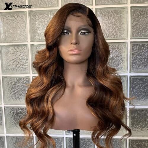 Ombre Brown Body Wave Lace Front Human Hair Wig #1bT99j Burgundy Pre Plucked 13x4 Lace Frontal Wigs Brazilian Left Part Lace Wig
