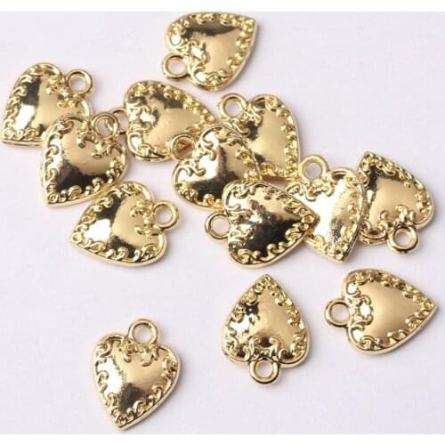Zinc Alloy Charms Golden Mini Cute Heart Charms 9*12mm 20pcs/lot For DIY Fashion Necklace Bracelet Jewelry Making Accessories