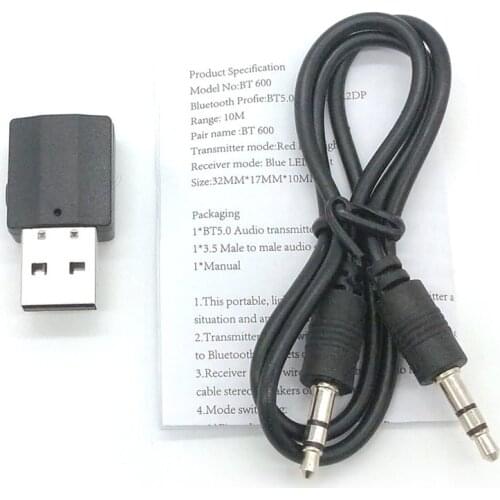 Portable 2in1 Wireless 5.0 Audio Receiver Transmitter Wireless Adapter 3.5mm AUX Stereo Transmitter For TV PC Car Speaker