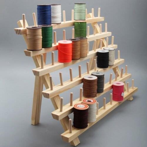 Sturdy Standing Thread Holder 60-Spool Sewing Thread Rack Wooden Embroidery Thread Organizer Storage Holder for Sewing Thread
