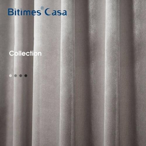 High Weight Luxury Velvet Blackout Windows Curtain Drape For Living Room Bedroom Gray Color Series Interior Home Decoration