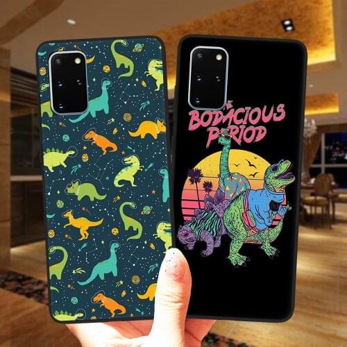 Funny Cartoon Cute Dinosaur Black Silicone Phone Case Cover For Samsung S20 FE S8 S9 S10 Plus S10E Note 20 Ultra 10 Lite Pro