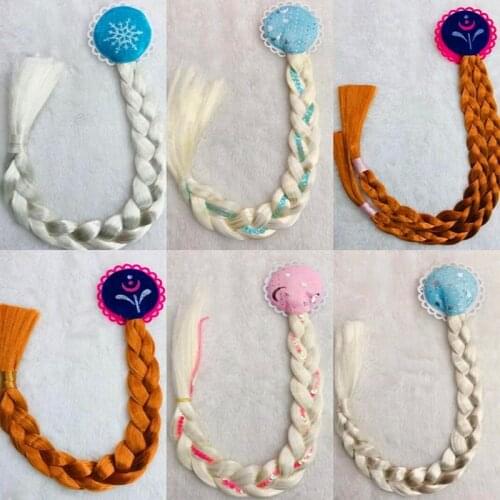 Frozen Elsa Princess Hair Clips Fake Wig Baby Hair Accessories Children Kids Cosplay Makeup Hair Pins Disney Hairpins For Girls