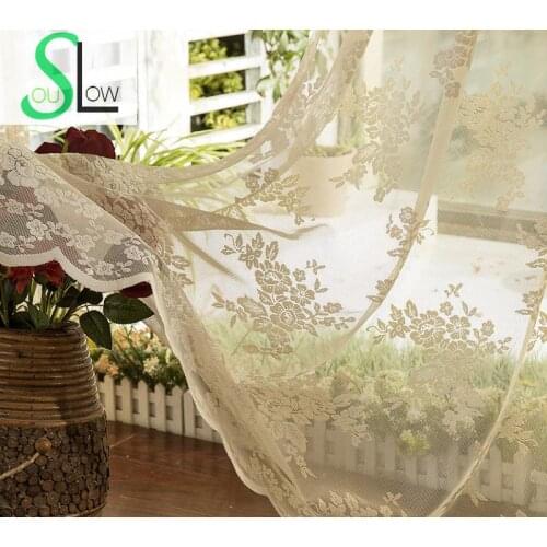 Slow Soul Cream-colored Jacquard Retro Curtain Pleated Europe Curtains Cortinas Tulle For Living Room Kitchen Bedroom Blinds