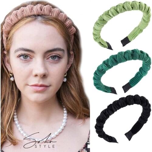 Haimeikang Striped Weave Hair Band Bezel Hair Hoop Twist Solid Color Headband Headwear For Women Multi-knot Hair Accessories