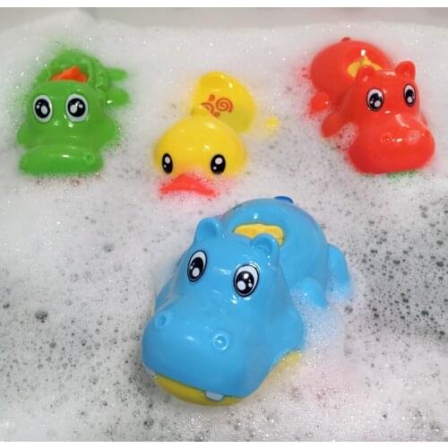 1PCS Cute Cartoon Bath Toys Animal Tortoise Duck Crocodile Hippo Classic Baby Water Toy Infant Swim Clockwork Kids Beach Toys