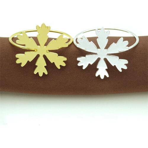 1pcs Christmas Snowflake Shaped Napkin Rings Tissue Napkin Buckles Wedding Party Festivals Event Table Decorations