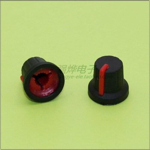 10 pieces 16*15MM black red rubber knob potentiometer knob speed control knob flower shaft inner hole 6MM