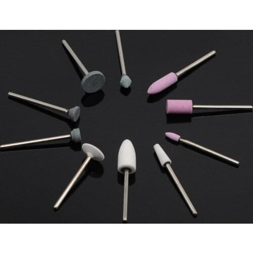100/Pcs Dental Polisher Drill Burs Gravel Ceramic Thick Mounted Point Bur 2.35mm Dental Lab Tools 10 Style