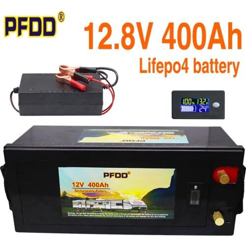12V 400Ah LiFePO4 Battery 12.8V Lithium Power Batteries 4000 Cycle For RV Campers Golf Cart Off-Road Off-grid Solar Wind Charger