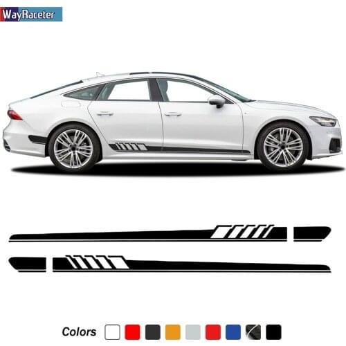 2 Pcs Car Door Side Racing Stripes Skirt Sticker Body 5D Carbon Fiber Vinyl Decal For Audi A7 Sportback S7 RS7 Accessories